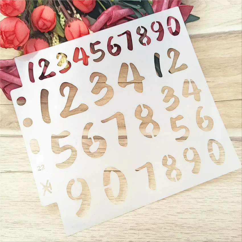 14.1*13cm numerals stencils Cover template spray plastic mold shield DIY cake hollow Embellishment printing lace ruler
14.1*13cm numerals stencils Cover template spray plastic mold shield DIY cake hollow Embellishment printing lace ruler