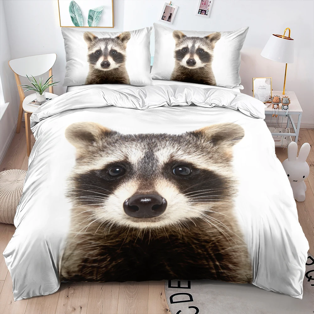 3D Lovely Raccon Linens Bed White Quilt/Duvet Cover Set Full Double King Size 203x230cm Soft Bedding Set Fashion Home Textile
3D Lovely Raccon Linens Bed White Quilt/Duvet Cover Set Full Double King Size 203x230cm Soft Bedding Set Fashion Home Textile