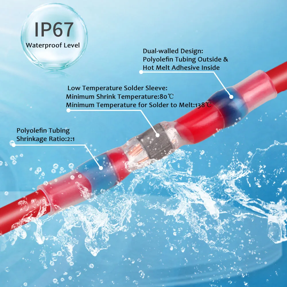 10/50 PCS Solder Seal Wire Connectors Heat Shrink Solder Butt Connectors Solder Connector Kit - Automotive Marine Insulated
10/50 PCS Solder Seal Wire Connectors Heat Shrink Solder Butt Connectors Solder Connector Kit - Automotive Marine Insulated