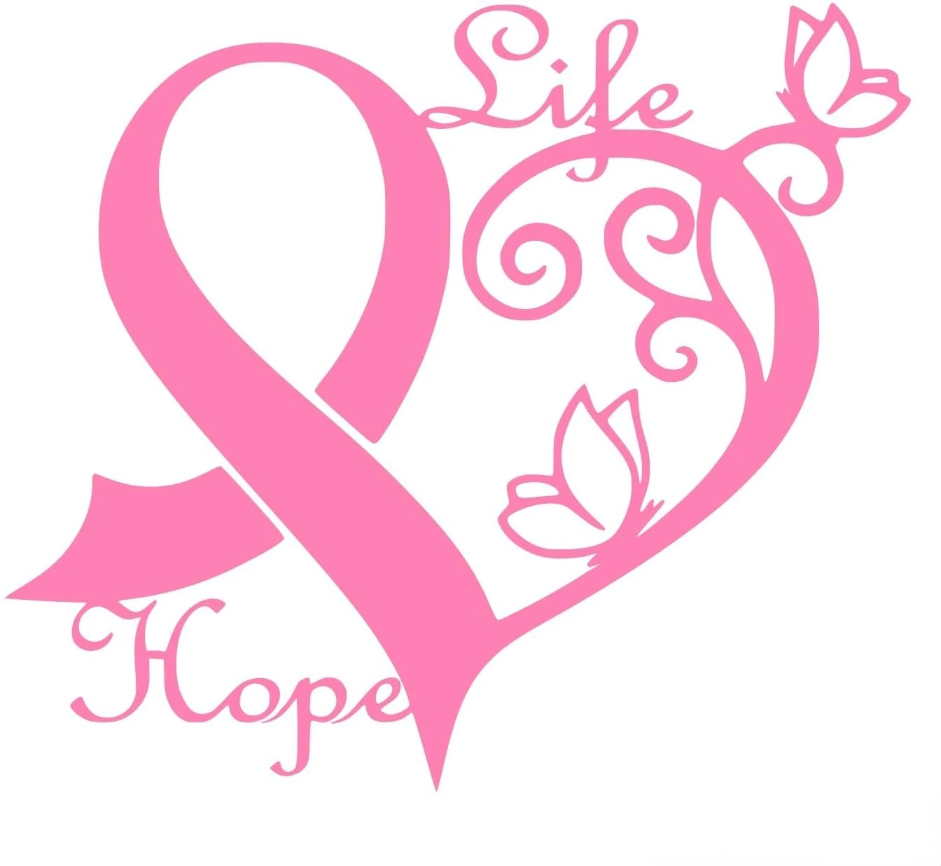 

Cancer Awareness Ribbon Heart Butterfly Vine - Life Hope Decal Vinyl Sticker Graphics for Car Truck SUV Van Wall Window Laptop