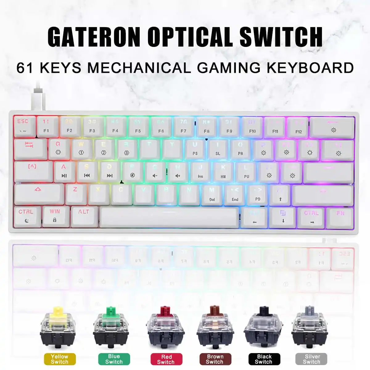 GK61 61 Keys Wired Mechanical Keyboard USB RGB Backlit Keyboard HotSwap Gaming Mechanical Keyboard Gateron Switch
GK61 61 Keys Wired Mechanical Keyboard USB RGB Backlit Keyboard HotSwap Gaming Mechanical Keyboard Gateron Switch
