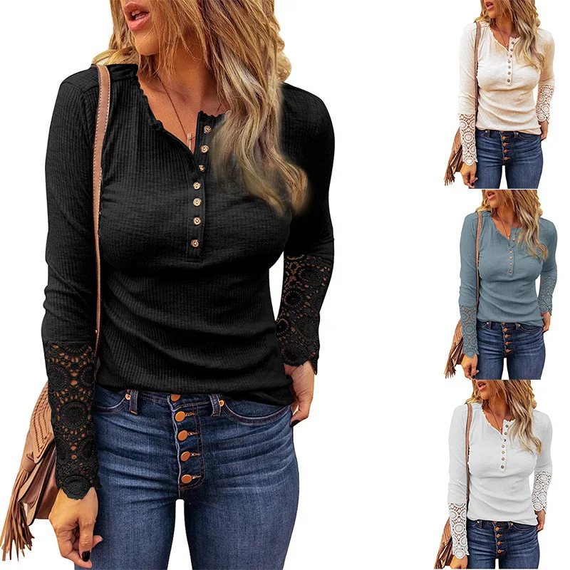 European and American Plus Size Stretch Bottoming Shirt, Solid Color, Thin Round Neck Lace Stitching, Go To Autumn T-shirt
European and American Plus Size Stretch Bottoming Shirt, Solid Color, Thin Round Neck Lace Stitching, Go To Autumn T-shirt