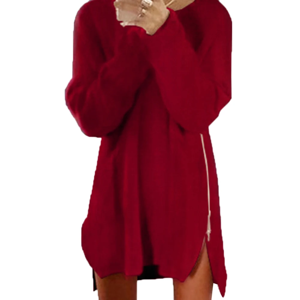 Women Sexy Solid Color Long Sleeve O Neck Sideway Zip Loose Mini Sweater Dress Christmas Gift For Female Xmas Gift
Women Sexy Solid Color Long Sleeve O Neck Sideway Zip Loose Mini Sweater Dress Christmas Gift For Female Xmas Gift