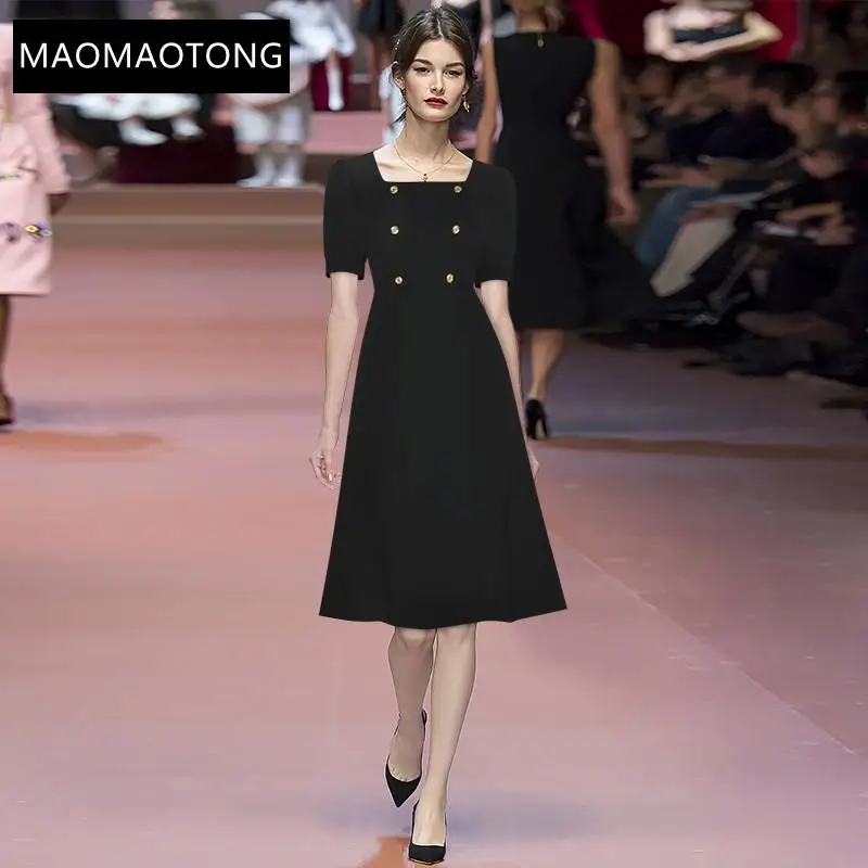 2021 Summer Runway Elegant Party Dress Women Casual Square Collar High Waist Black/Red Short Sleeve A-Line Midi Dress
2021 Summer Runway Elegant Party Dress Women Casual Square Collar High Waist Black/Red Short Sleeve A-Line Midi Dress