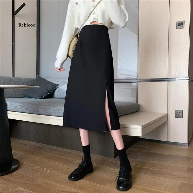 Ladies Skirt Black High Waist Side Slit Stretch Tight Skirt A-Line Retro Elegant Wild Simple Fashion New
Ladies Skirt Black High Waist Side Slit Stretch Tight Skirt A-Line Retro Elegant Wild Simple Fashion New
