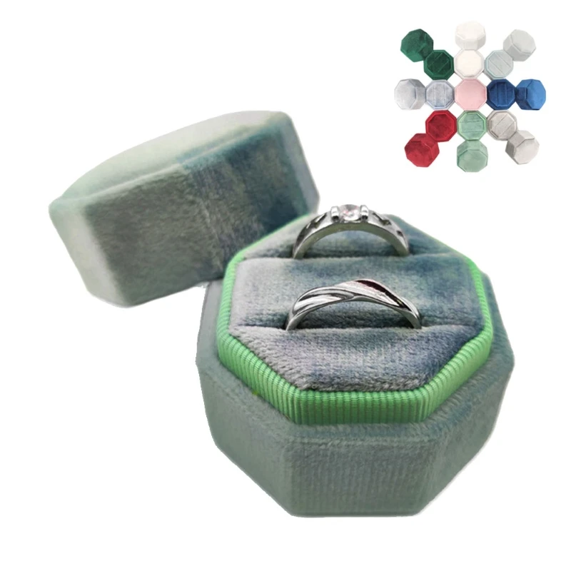 LXAE Octagon Velvet Ring Bearer Box - Premium Gorgeous Vintage Double Rings Display Holder with Detachable Lid for Proposal,
LXAE Octagon Velvet Ring Bearer Box - Premium Gorgeous Vintage Double Rings Display Holder with Detachable Lid for Proposal,
