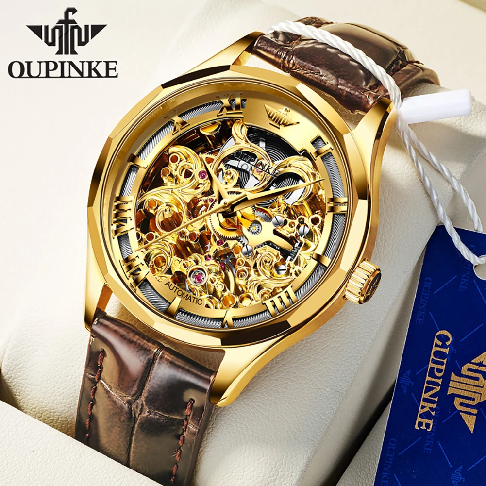 OUPINKE New Men's Watches Leather Chronograph Waterproof Sport Automatic Date Mechanical Wristwatch Watch For Men's 3168 GOLD
OUPINKE New Men's Watches Leather Chronograph Waterproof Sport Automatic Date Mechanical Wristwatch Watch For Men's 3168 GOLD