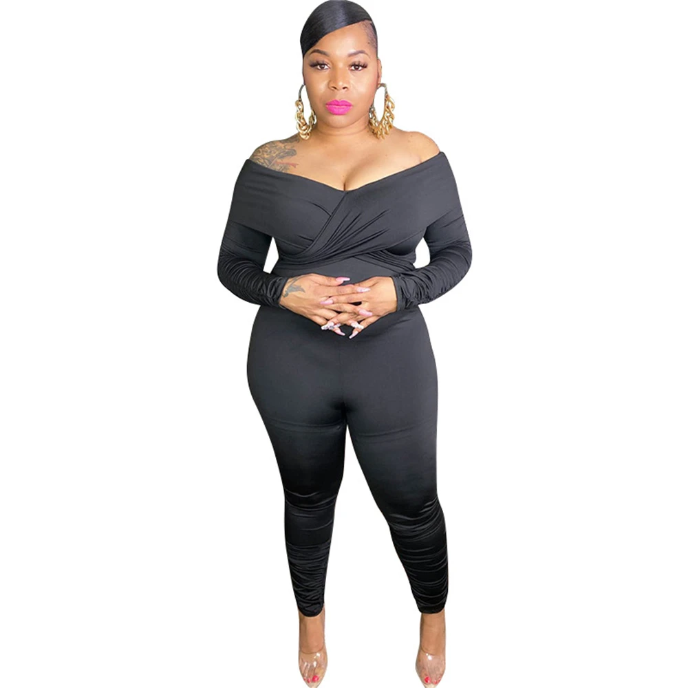 Jumpsuit Women Autumn Plus Size 5XL Women Off Shoulder V-neck Ruched Sleeve Jumpsuits Street Wear Sexy Romper One Piece Outfits
Jumpsuit Women Autumn Plus Size 5XL Women Off Shoulder V-neck Ruched Sleeve Jumpsuits Street Wear Sexy Romper One Piece Outfits