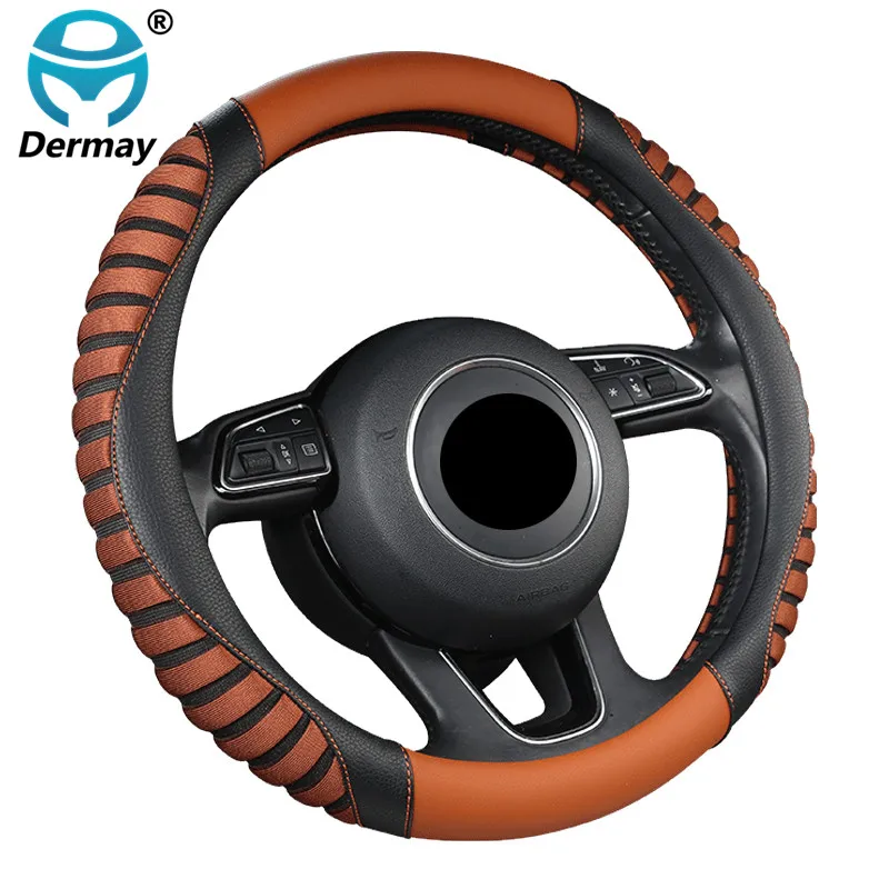DERMAY Car Steering Wheel Cover PU Leather + Ice silk funda volante M size fit 14-15" 37-38CM Steering Wheel Auto Accessories
DERMAY Car Steering Wheel Cover PU Leather + Ice silk funda volante M size fit 14-15" 37-38CM Steering Wheel Auto Accessories
