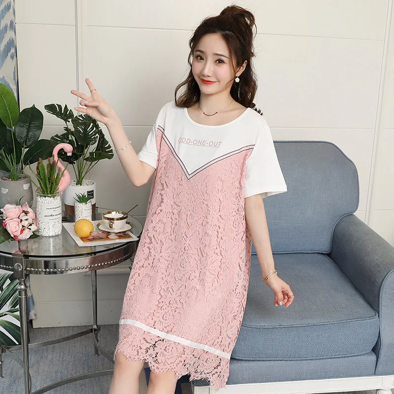 Летняя одежда для беременных женщин кружевные Модные топы мам 2019New Style модные