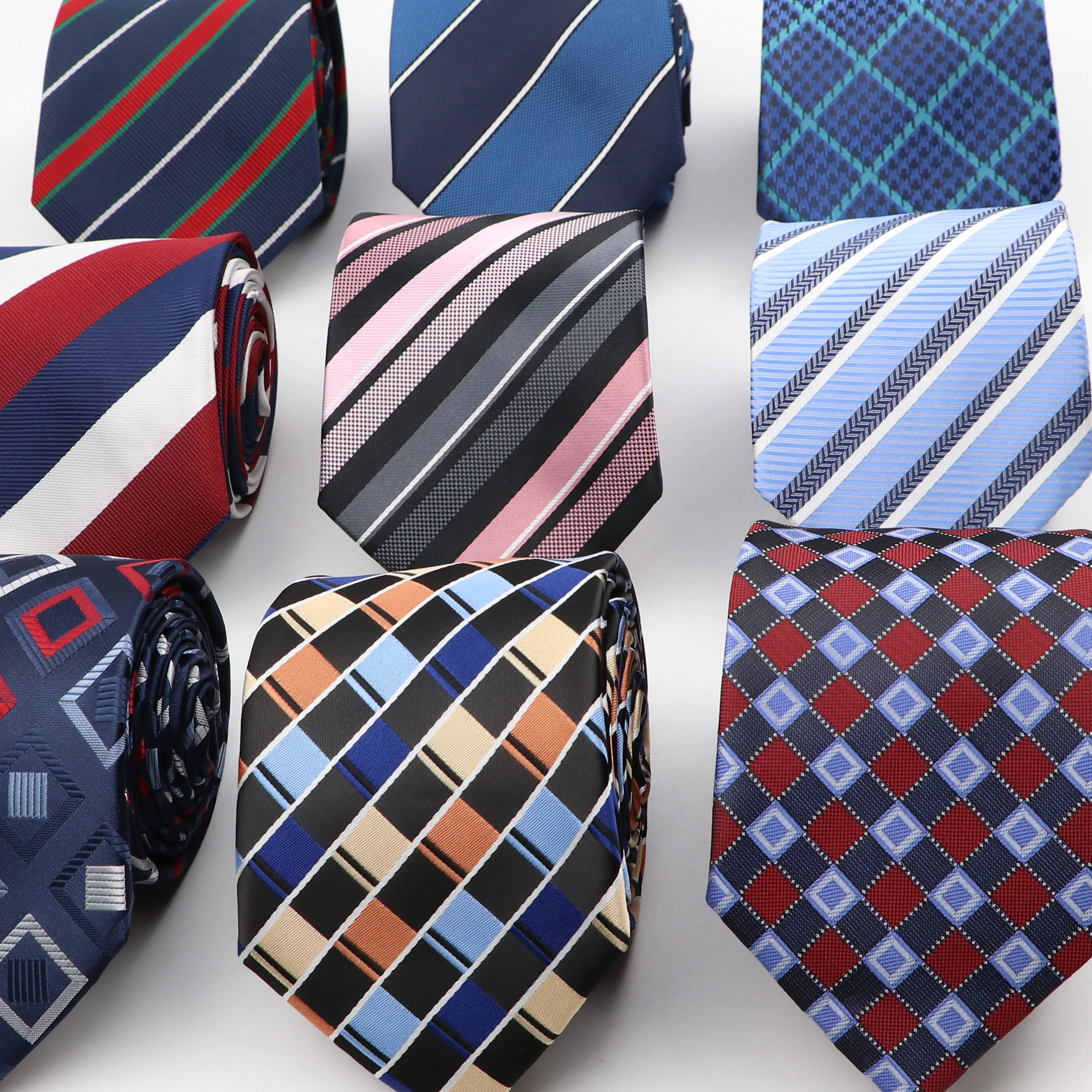 Классический мужской галстук 8 см модный из полиэстера в клетку и полоску деловой