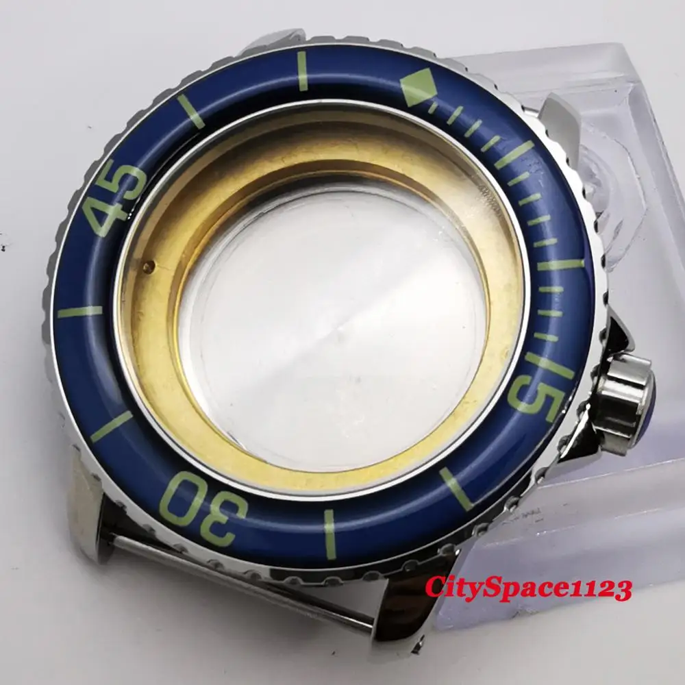 45mm Corgeut Luminous blue bezel watch case fit ETA 2836, Miyota 8215 ST1612 movement mechanical mens watch parts
45mm Corgeut Luminous blue bezel watch case fit ETA 2836, Miyota 8215 ST1612 movement mechanical mens watch parts