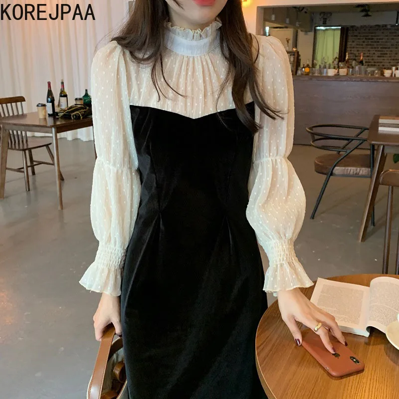 Элегантное французское платье Korea jpaa, женские плиссированные бархатные платья в горошек с воротником-стойкой и расклешенными рукавами
Элегантное французское платье Korea jpaa, женские плиссированные бархатные платья в горошек с воротником-стойкой и расклешенными рукавами