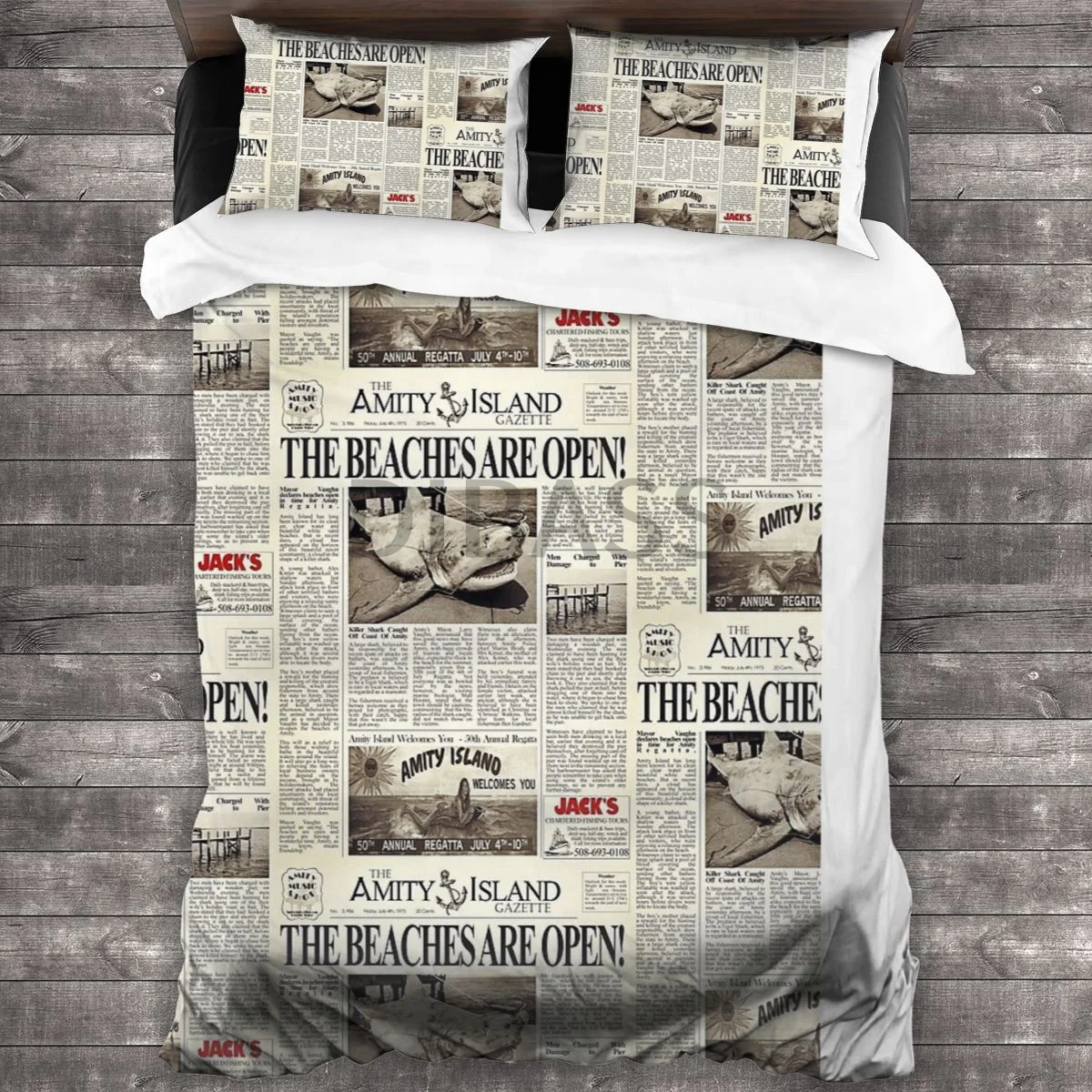 Jaws - Newspaper Front Page Comforter Set with 2 Pillowcases,Soft Microfiber Bedding Set Duvet Cover
Jaws - Newspaper Front Page Comforter Set with 2 Pillowcases,Soft Microfiber Bedding Set Duvet Cover