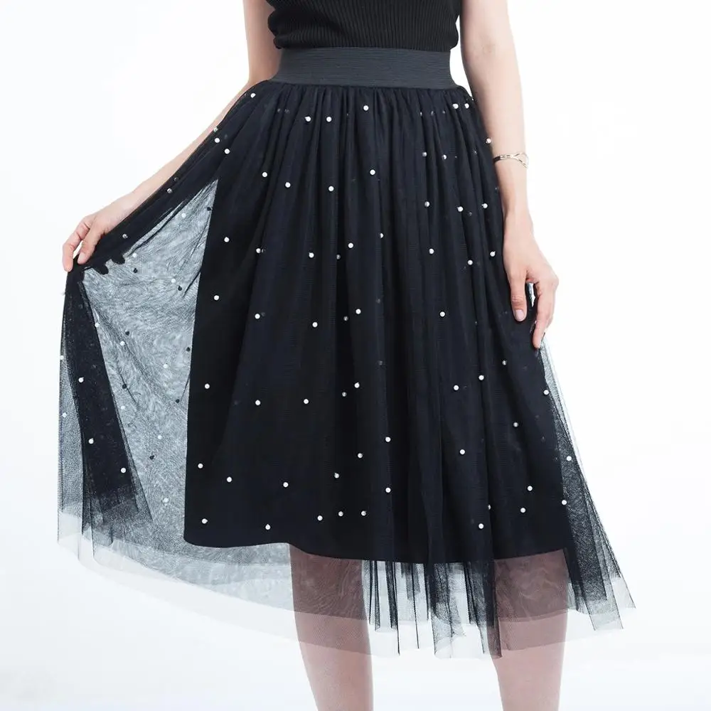 3 Layers Tulle Beading Women Skirts Spring Mesh Tulle Skirt With Bead Tutu Elastic Waist Pleated Skirt
3 Layers Tulle Beading Women Skirts Spring Mesh Tulle Skirt With Bead Tutu Elastic Waist Pleated Skirt