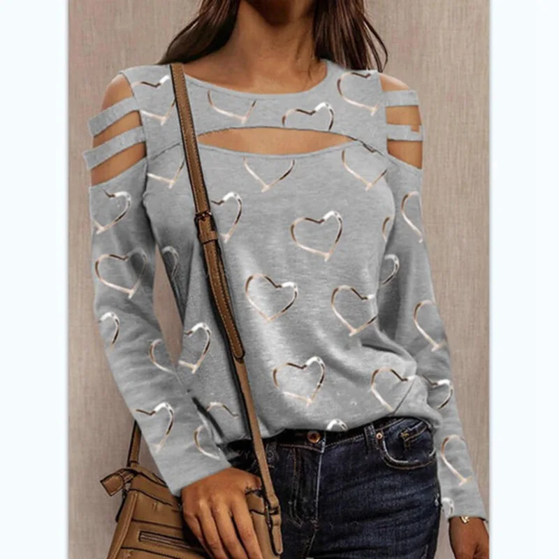 2021 Women's New Love Printing T-shirt Autumn Fashion Casual Long-sleeved Pullover Sexy Hollow T-shirt Women Tops Mujer
2021 Women's New Love Printing T-shirt Autumn Fashion Casual Long-sleeved Pullover Sexy Hollow T-shirt Women Tops Mujer