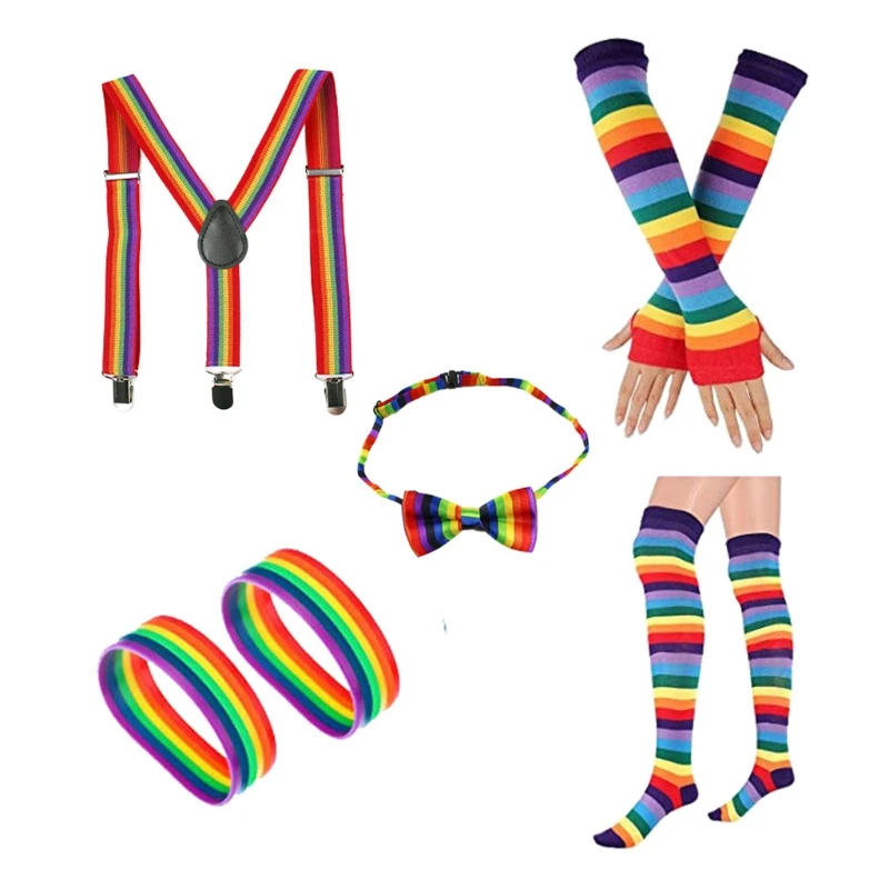 Party Rainbow Costume Accessories Set Bowtie Suspenders Socks Gloves Bracelet R7RF
Party Rainbow Costume Accessories Set Bowtie Suspenders Socks Gloves Bracelet R7RF