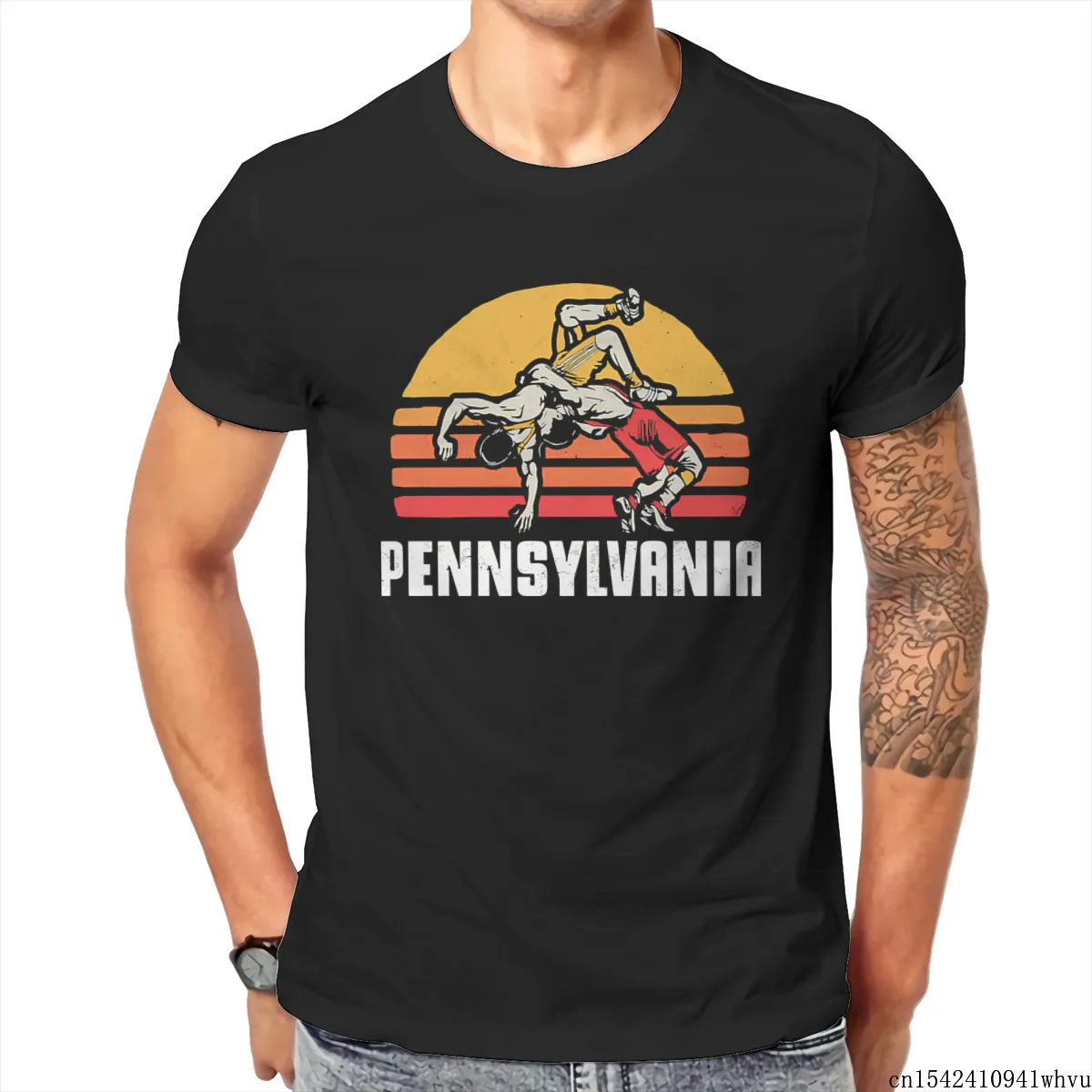 Pennsylvania Wrestling Retro Wrestlers and Sun Graphic Short Sleeves Unisex Summer Trend Lycra O-neck Casual Men T-shirt M-5XL
Pennsylvania Wrestling Retro Wrestlers and Sun Graphic Short Sleeves Unisex Summer Trend Lycra O-neck Casual Men T-shirt M-5XL