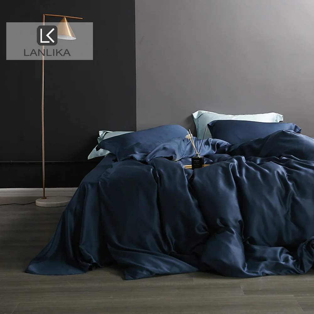 Lanlika Top Grade 100%Silk Dark Blue Bedding Set Beauty Sleep Queen King Duvet Cover Bed Sheet Fitted Sheet Bed Linen Pillowcase
Lanlika Top Grade 100%Silk Dark Blue Bedding Set Beauty Sleep Queen King Duvet Cover Bed Sheet Fitted Sheet Bed Linen Pillowcase
