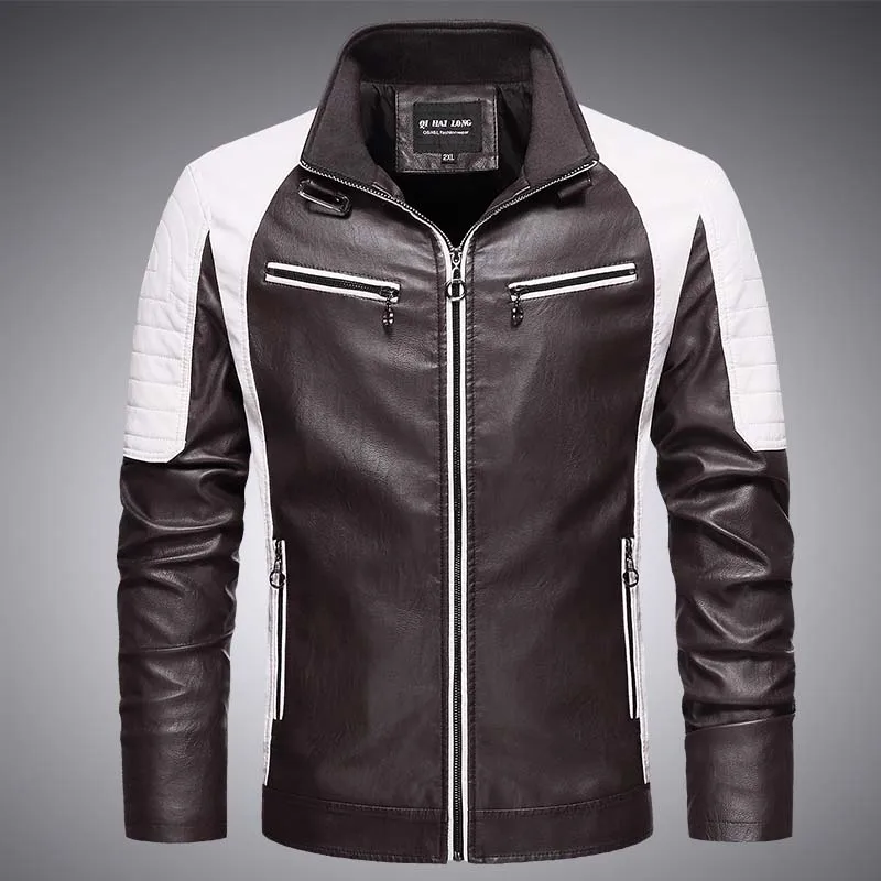 Men's Motor Spliced Leather Jacket Fashion Biker Streetwear Vintage Style Slim Fit Autumn 2020
Men's Motor Spliced Leather Jacket Fashion Biker Streetwear Vintage Style Slim Fit Autumn 2020