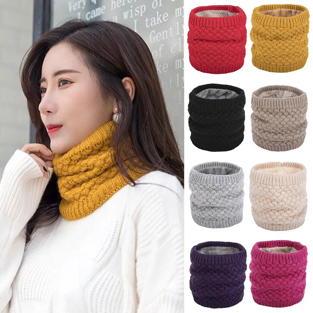 Winter Warm Scarf Women Scarf Solid Color Plus Velvet Scarf Ring Head Wool Knit Thickened Fleece Knitted Neckerchief Accessories 
Winter Warm Scarf Women Scarf Solid Color Plus Velvet Scarf Ring Head Wool Knit Thickened Fleece Knitted Neckerchief Accessories