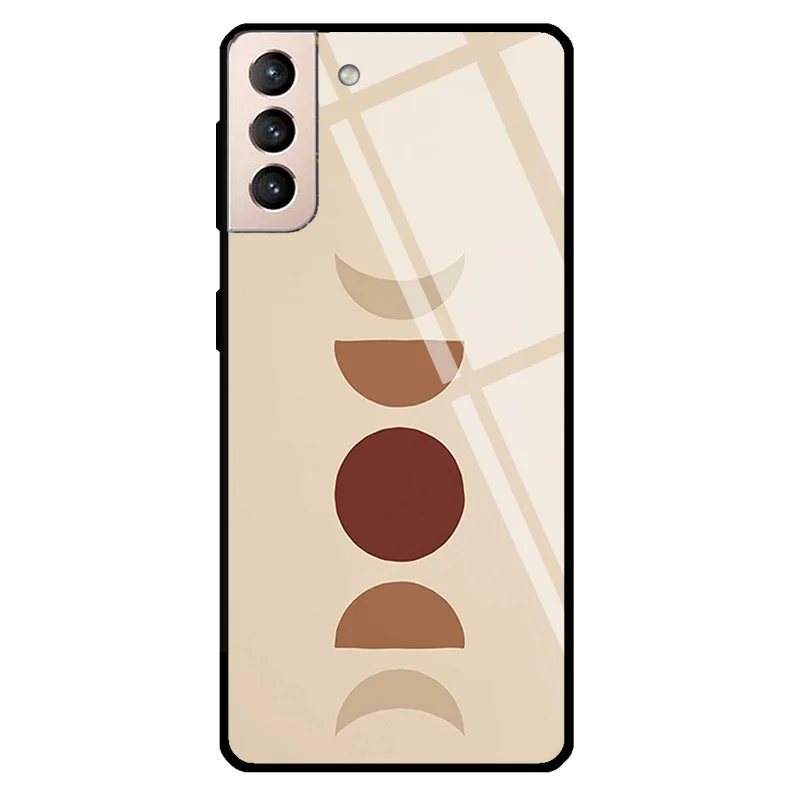 Фазы Moon Boho бежевый ржавчины закаленное стекло чехол для Samsung Galaxy S20 FE S22 S21 Ultra Note 20 S9