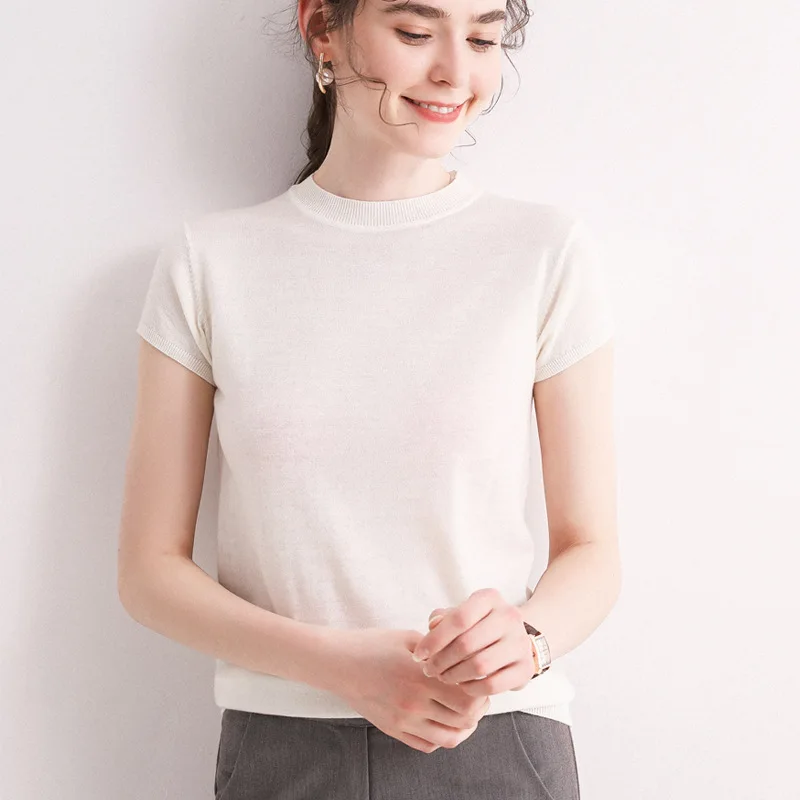 2021 Spring New Fashion Knitwear Women's Outer Wear Bottoming Shirt Western Style Women's Sweater Short Sleeve T-shirt
2021 Spring New Fashion Knitwear Women's Outer Wear Bottoming Shirt Western Style Women's Sweater Short Sleeve T-shirt