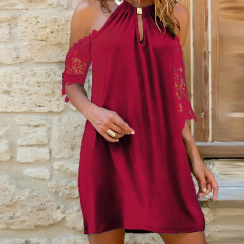 Summer Off Shoulder Lace Dress Women Hollow Out Embroidery Lady Slim Dresses Sexy Elegant Halter Sleeveless A-Line Mini Dress
Summer Off Shoulder Lace Dress Women Hollow Out Embroidery Lady Slim Dresses Sexy Elegant Halter Sleeveless A-Line Mini Dress