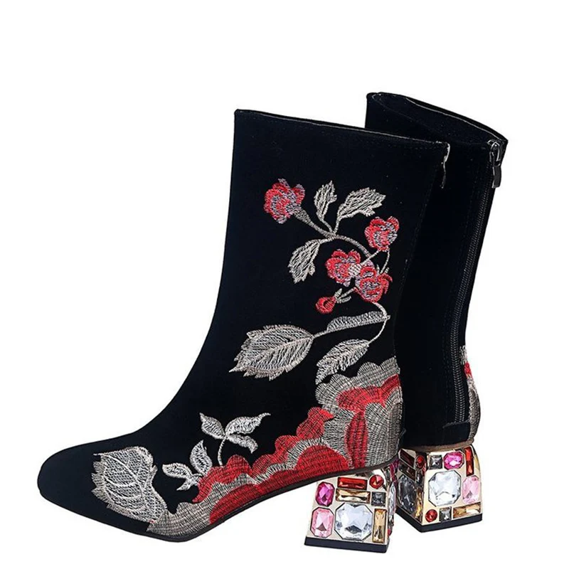 Woman Mild-Calf Boots Women Elegant Boots Fashion Embroidery Female Crystal High Heels Ladies Zip Shoes Women's Plus Size 43
Woman Mild-Calf Boots Women Elegant Boots Fashion Embroidery Female Crystal High Heels Ladies Zip Shoes Women's Plus Size 43