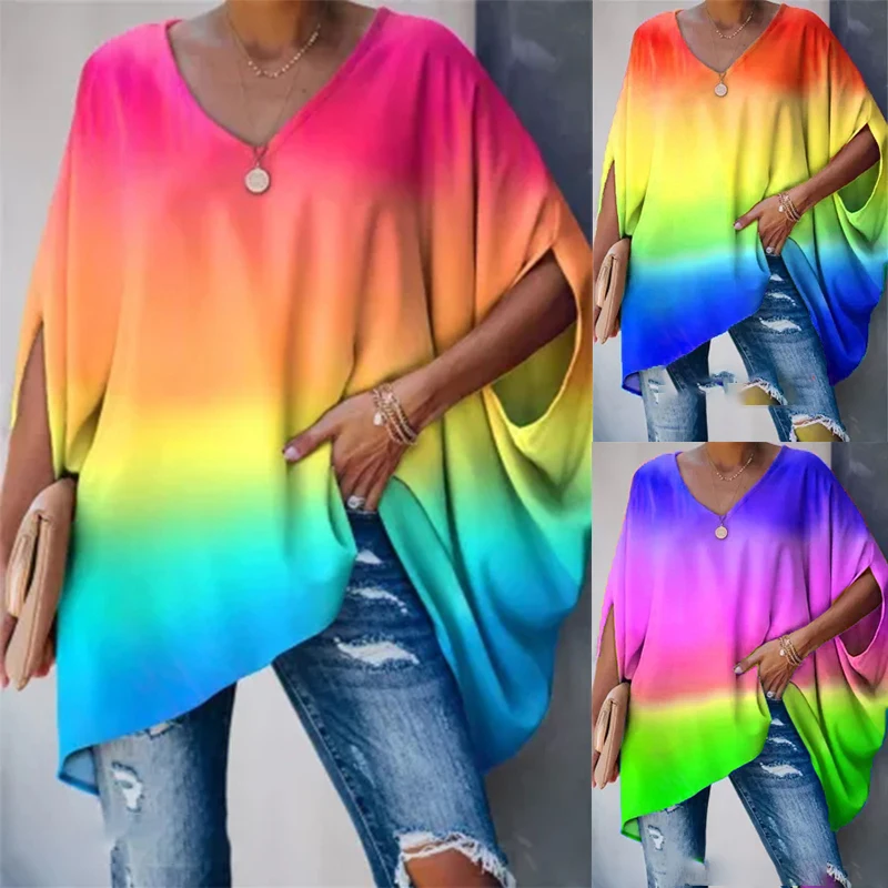 2020 Oversized New Women Chiffon Vintage Ladies with Gradient Color Bat Sleeve V-Neck Loose Soft Lady Casual Clothing
2020 Oversized New Women Chiffon Vintage Ladies with Gradient Color Bat Sleeve V-Neck Loose Soft Lady Casual Clothing
