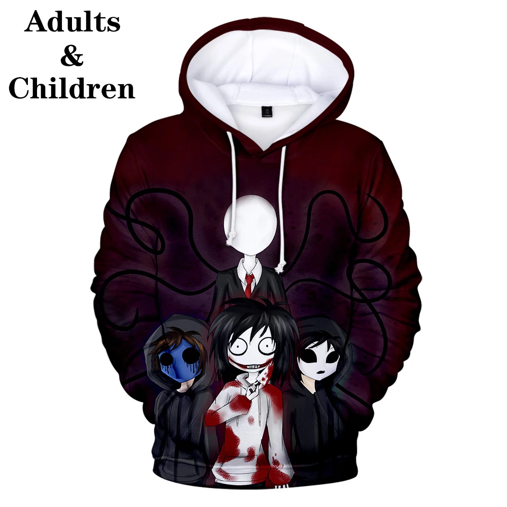 Высокое качество Hoge Kwaliteit Gedrukt Creepypasta толстовки kinderen Mannen vrouwen jongen meisje хип хоп Herfst