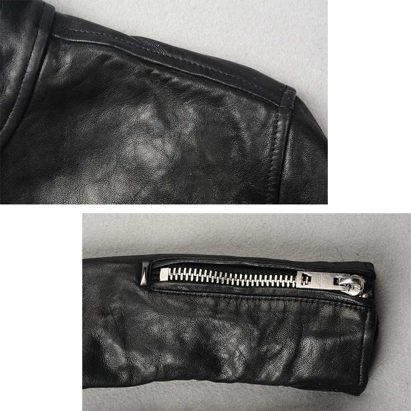 Men's Motorcycle Genuine leather jacket Thick sheepskin coat Short Slim Fit Stand Collar Black Winter Clothing
Men's Motorcycle Genuine leather jacket Thick sheepskin coat Short Slim Fit Stand Collar Black Winter Clothing