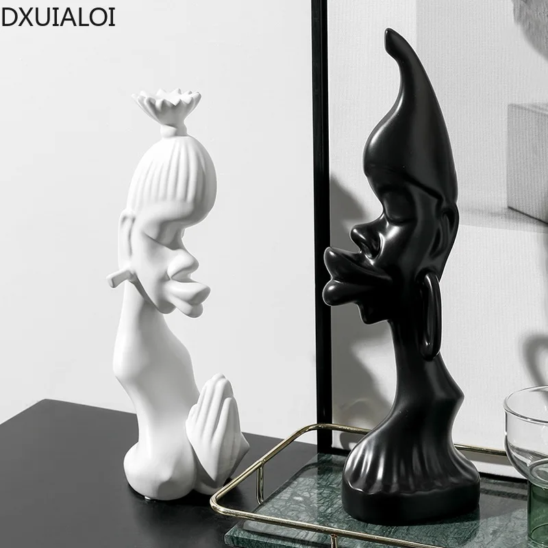 Nordic simple home creative decorations ornaments ceramic abstract figures black and white crafts couple gifts home decor
Nordic simple home creative decorations ornaments ceramic abstract figures black and white crafts couple gifts home decor