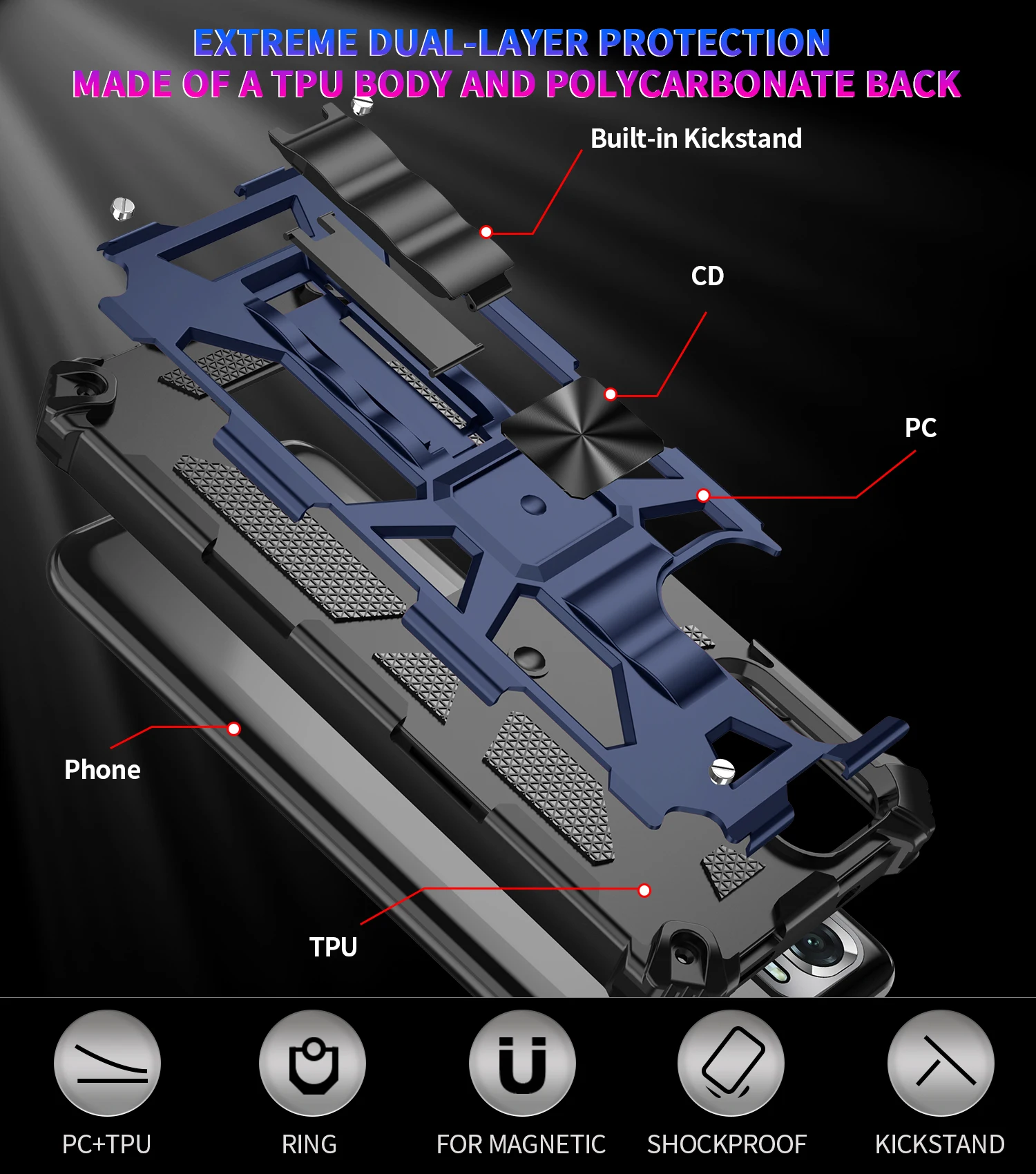 Phone Case For Xiaomi Redmi Note 9 9S Pro Max 9A 9C Anti fall shockproof Heavy protection Magnetic Invisible Bracket Back Cover 
Phone Case For Xiaomi Redmi Note 9 9S Pro Max 9A 9C Anti fall shockproof Heavy protection Magnetic Invisible Bracket Back Cover