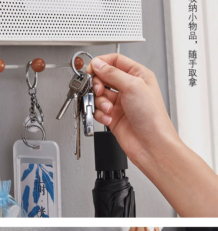 Japanese style creative entrance wall keyless porch rack multi function traceless wall hanging storage basket wholesale
Japanese style creative entrance wall keyless porch rack multi function traceless wall hanging storage basket wholesale
