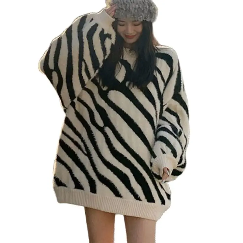 High-quality sweater 2021 winter lazy wind sweater mid-length top zebra pattern sweater Korean fashion women's clothing
High-quality sweater 2021 winter lazy wind sweater mid-length top zebra pattern sweater Korean fashion women's clothing