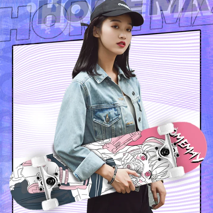 Aesthetic Fashion Skateboard Anime Design Double Rocker Professional Skateboard for Teen Girls Kaykay Sports Equipment DK50SB
Aesthetic Fashion Skateboard Anime Design Double Rocker Professional Skateboard for Teen Girls Kaykay Sports Equipment DK50SB