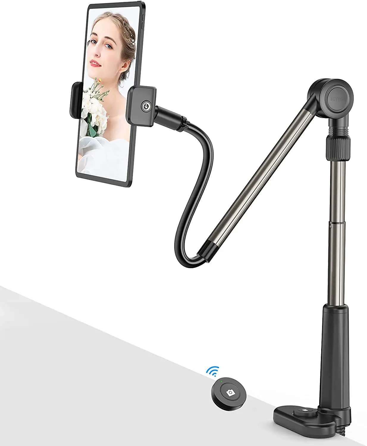 Phone/Tablet Holder for Bed,Flexible Gooseneck Long arm Cell Phone Stand with Detachable Remote,Overhead Phone Mount for
Phone/Tablet Holder for Bed,Flexible Gooseneck Long arm Cell Phone Stand with Detachable Remote,Overhead Phone Mount for