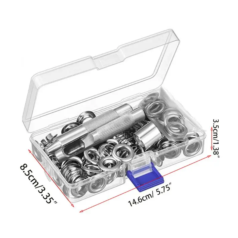 New 10mm Inner Diameter Grommet Setting Tool Kit 100Set Grommets Eyelets with Box
New 10mm Inner Diameter Grommet Setting Tool Kit 100Set Grommets Eyelets with Box