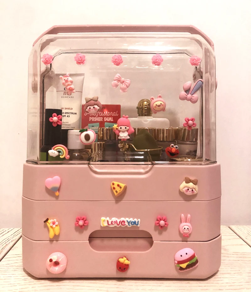 Cute Cosmetic Storage Box Drawer Waterproof Portable Shelf With Cover Skin Care Product Storage Box Room Decoration 
Cute Cosmetic Storage Box Drawer Waterproof Portable Shelf With Cover Skin Care Product Storage Box Room Decoration