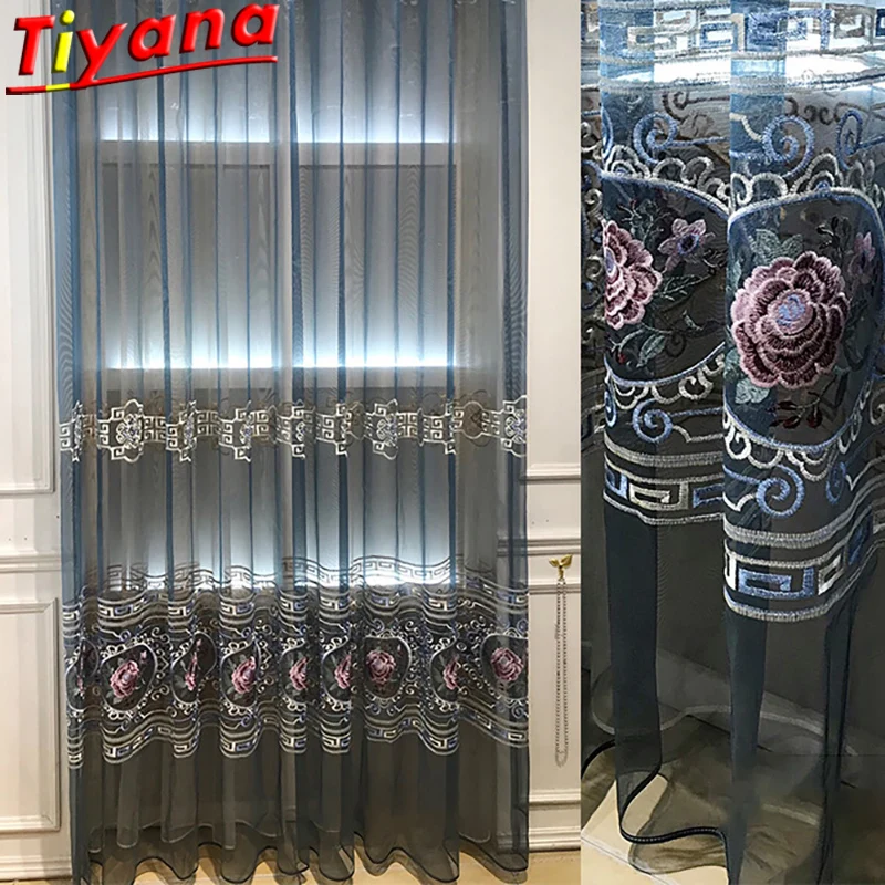 Luxurious Chinese Style Flowers Embroidery Tulle Curtains for Living Room Peony Blue/Beige Yarn for Sliding Door Balcony#VT
Luxurious Chinese Style Flowers Embroidery Tulle Curtains for Living Room Peony Blue/Beige Yarn for Sliding Door Balcony#VT
