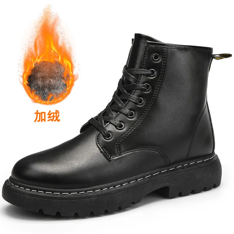 

Martin boots male winter cotton shoes add flocking leather waterproof high classic help British male shoes boots boots