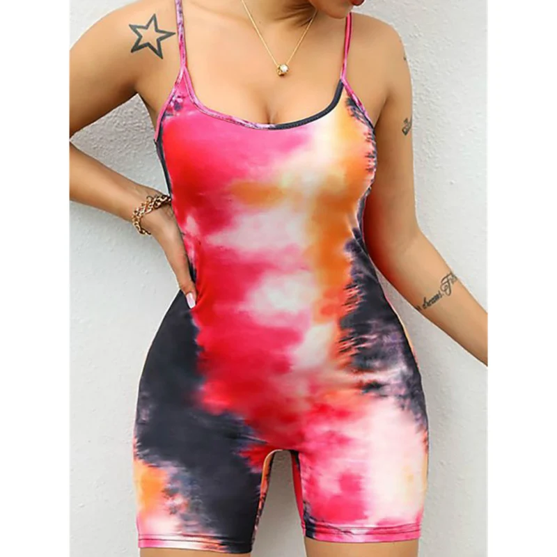 Sexy Summer Romper Playsuits Women Ladies Tie Dyeing Sling Straps Backless Bodycon Slim Fit Jumpsuit Fitness Club Costume Female
Sexy Summer Romper Playsuits Women Ladies Tie Dyeing Sling Straps Backless Bodycon Slim Fit Jumpsuit Fitness Club Costume Female