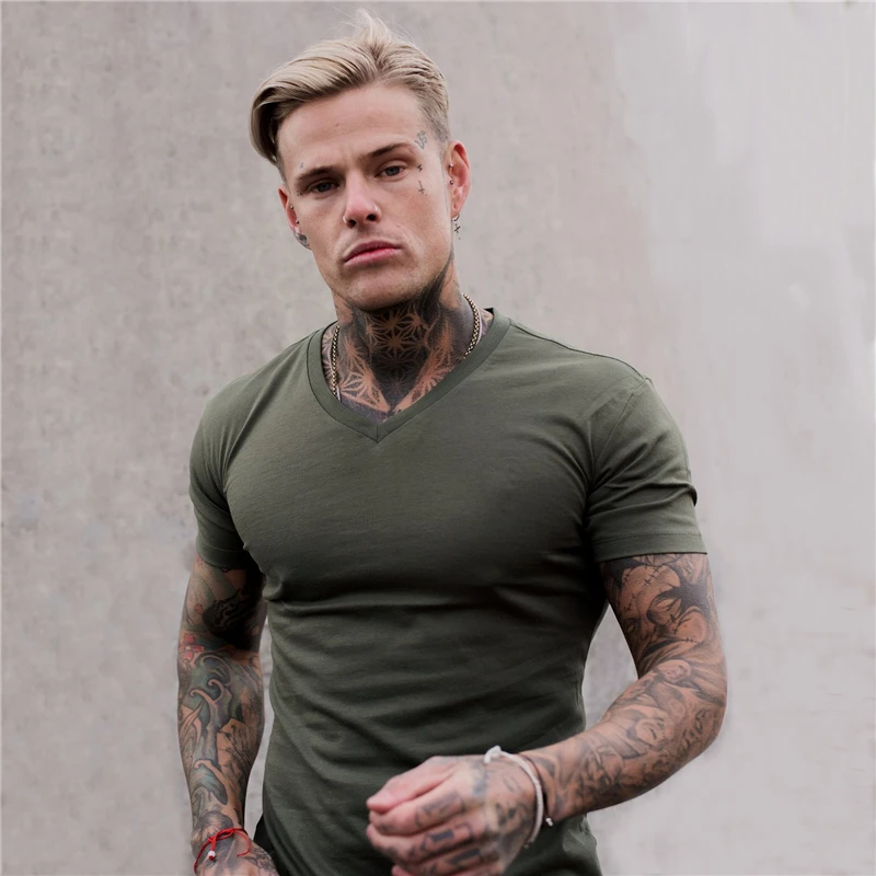 New Fashion Men T Shirt Cotton V neck Short Sleeve Tee Shirt Men's Slim Fit Fitness T-shirt For Male Summer Gym Sports Tshirt
New Fashion Men T Shirt Cotton V neck Short Sleeve Tee Shirt Men's Slim Fit Fitness T-shirt For Male Summer Gym Sports Tshirt