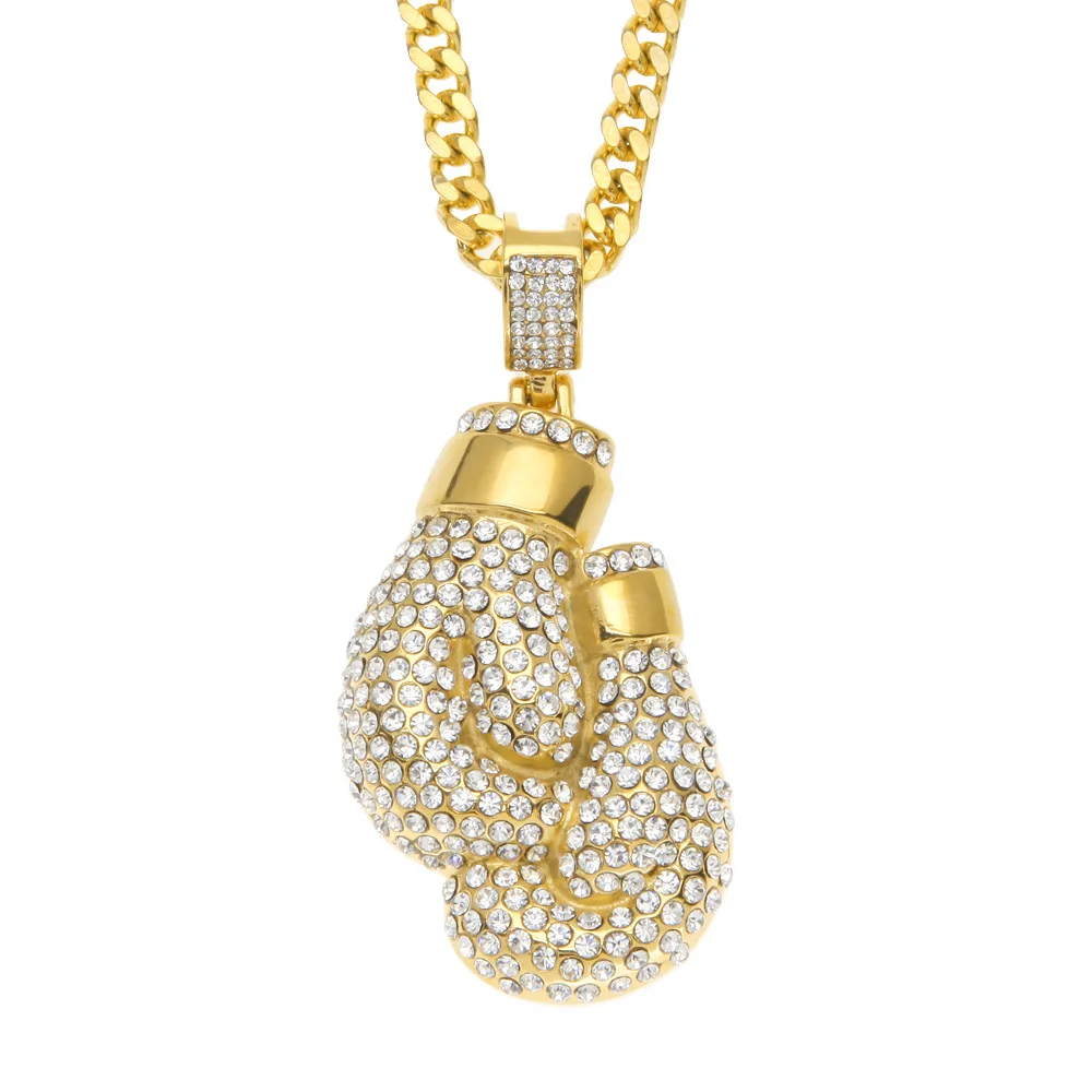 1 New Fashion Bling Boxing Gloves Pendant Necklace & Charm Free Rope Chain Gold Zircon Men's Hip Hop Jewelry Iced Out Chain
1 New Fashion Bling Boxing Gloves Pendant Necklace & Charm Free Rope Chain Gold Zircon Men's Hip Hop Jewelry Iced Out Chain