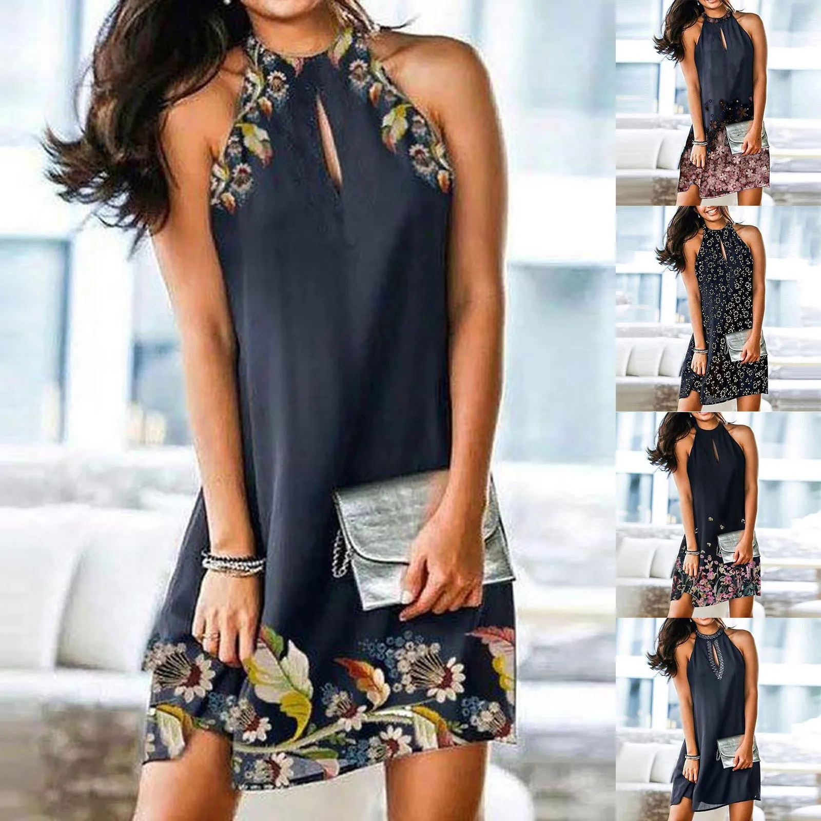 Women Halter Mini Dress Elegant Summer Round Neck Plaid Print Vintage Sling Dress Chic Beach Party Holidy Lady Dresses Vestidos
Women Halter Mini Dress Elegant Summer Round Neck Plaid Print Vintage Sling Dress Chic Beach Party Holidy Lady Dresses Vestidos