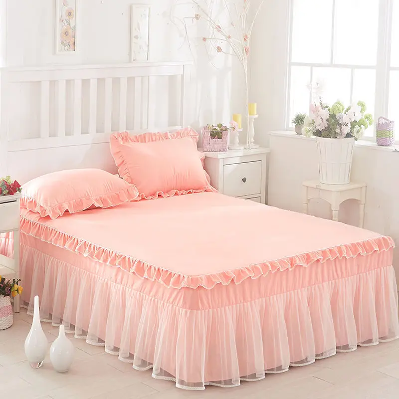 Pink Bed Skirt Princess falbala Style 1.5/1.8/2 Single Double Bed Lace Sheet Yarn Cover with Pillowcase King Size Bedding Skirt
Pink Bed Skirt Princess falbala Style 1.5/1.8/2 Single Double Bed Lace Sheet Yarn Cover with Pillowcase King Size Bedding Skirt