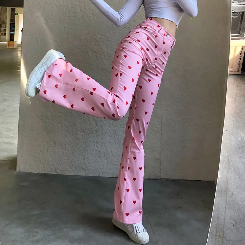 Sweet Heart Printed High Waist Flare Pants 2021 Women's Casual Streetwear Slim Long Trousers Chic Pants For WOmen
Sweet Heart Printed High Waist Flare Pants 2021 Women's Casual Streetwear Slim Long Trousers Chic Pants For WOmen