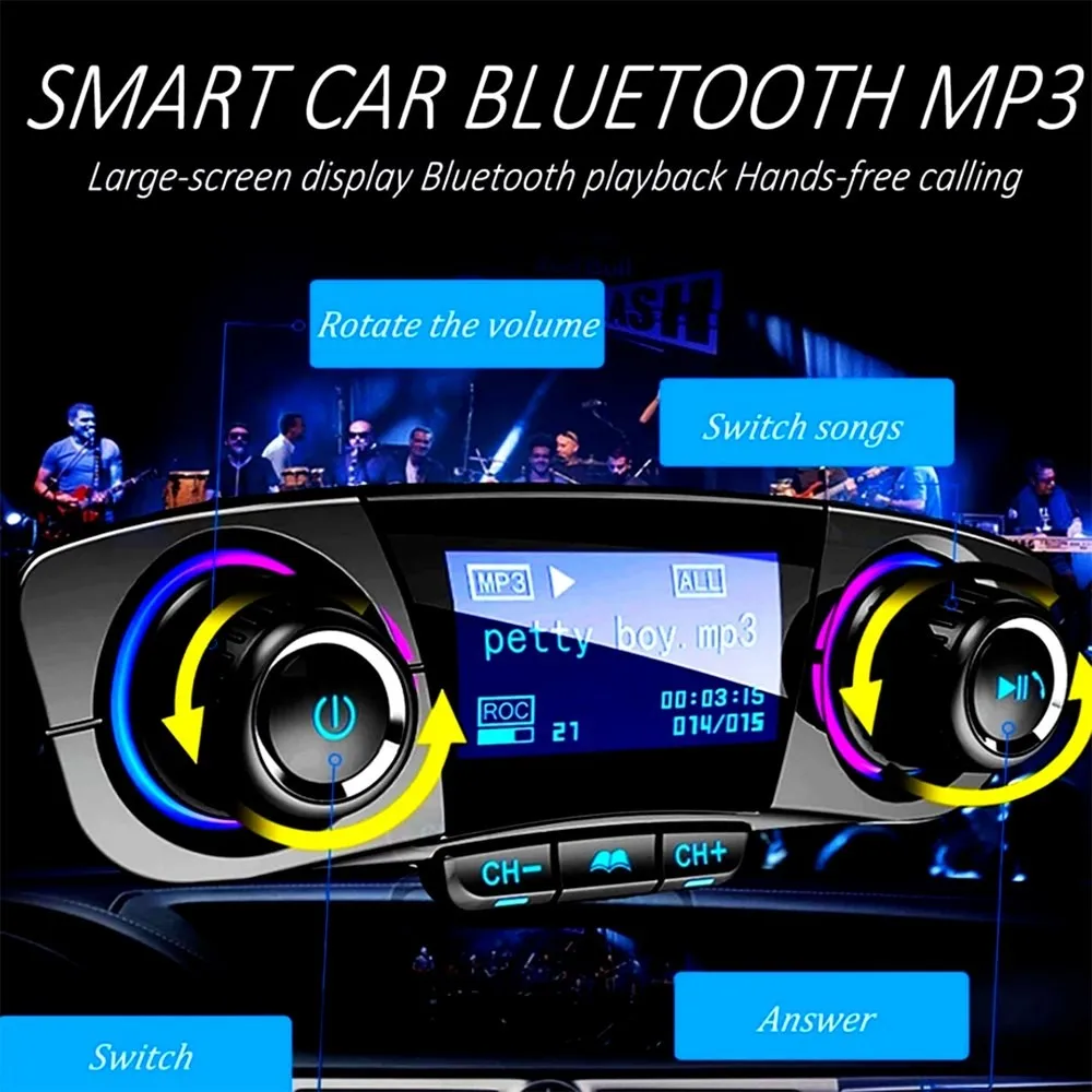 1Pcs Wireless Car Bluetooth FM Transmitter 13*10*3.5cm Black Music Call MP3 Player Radio Adapter Kit USB Charger Universal Parts
1Pcs Wireless Car Bluetooth FM Transmitter 13*10*3.5cm Black Music Call MP3 Player Radio Adapter Kit USB Charger Universal Parts