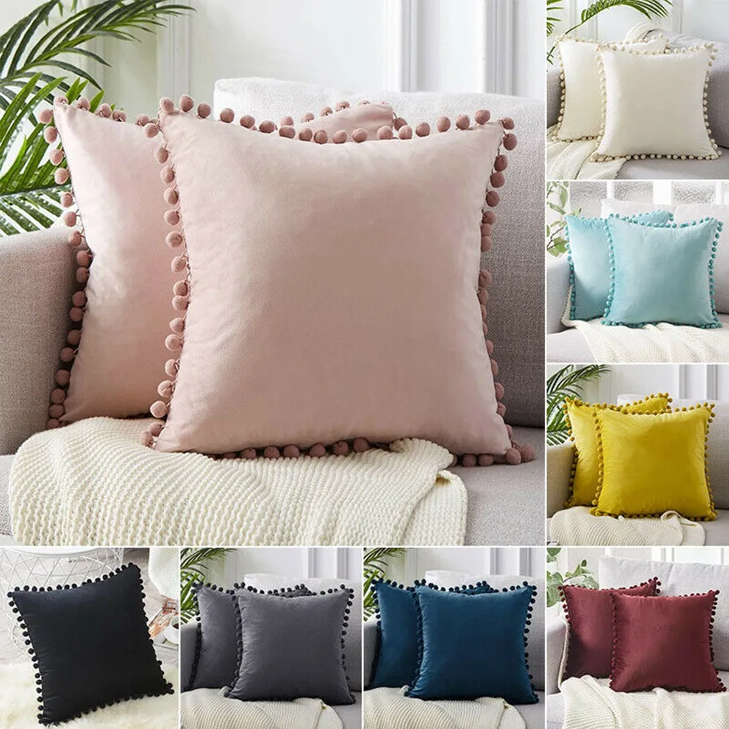 2Pcs Soft Velvet Cushion Covers Pillow Case With Pompms Solid Square Sofa Decorative Pillows Case Home Decor 45 X 45cm
2Pcs Soft Velvet Cushion Covers Pillow Case With Pompms Solid Square Sofa Decorative Pillows Case Home Decor 45 X 45cm